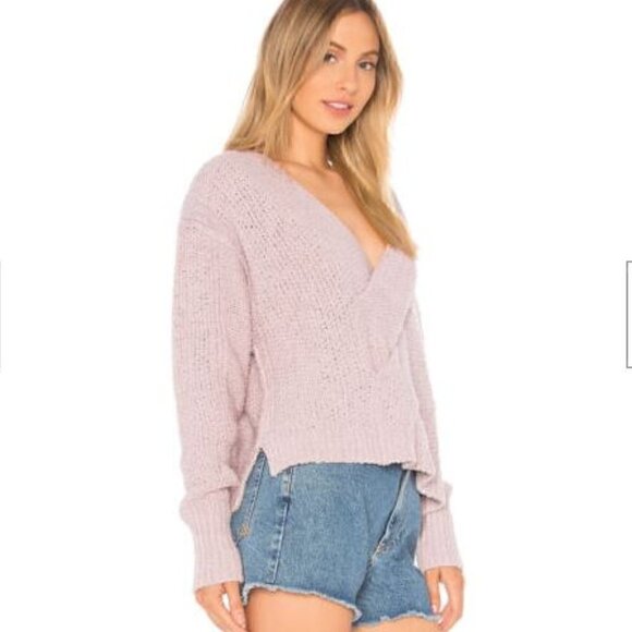 Free People Light Purple Coco V-neck sweater Size Large - Picture 2 of 13